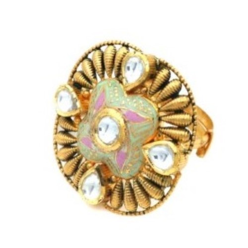 916 Yellow Gold Dazzling Pearl Ring For Women