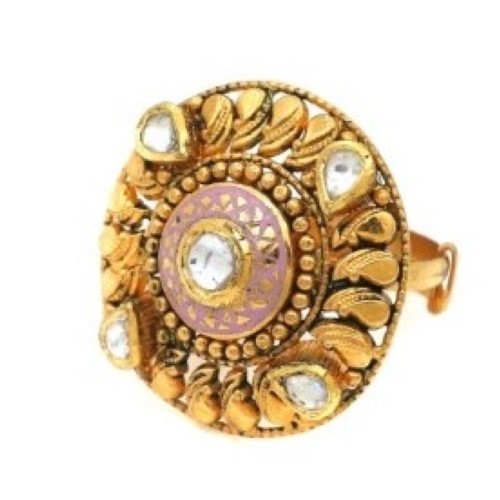 22k Gold Cocktail Kundan Ring For Women