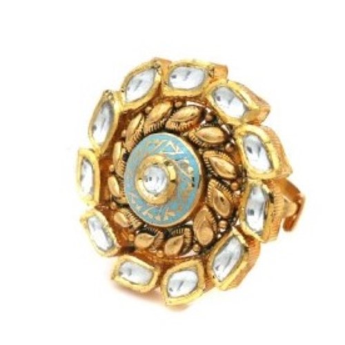 22k Gold Glorious Kundan Ring For Women