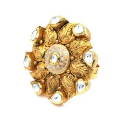 22k Gold Delight Kundan Ring For Women