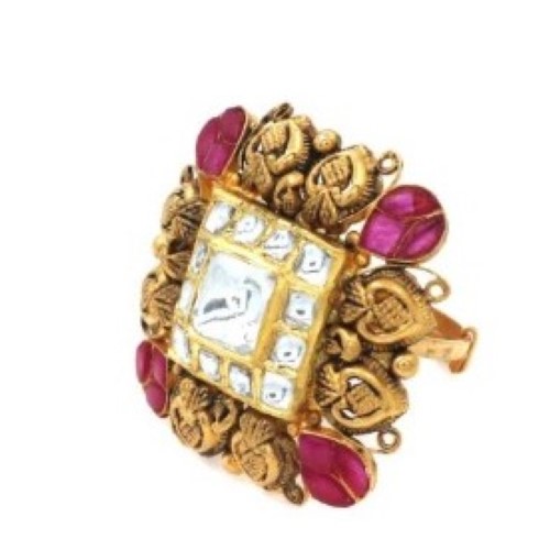 22k Gold Royal Kundan Ring For Women