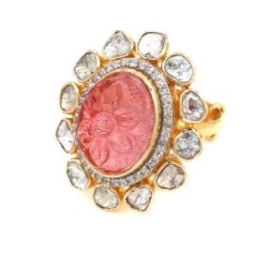 22k Gold Shining Kundan Ring For Women