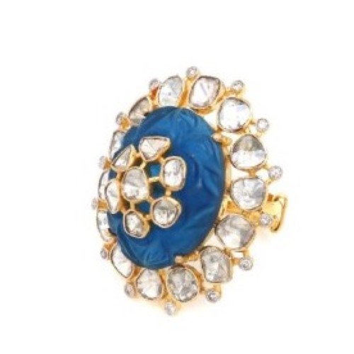 22k Gold Blossom Kundan Ring For Women