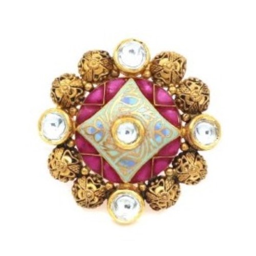 22k Gold Floral Kundan Ring For Women