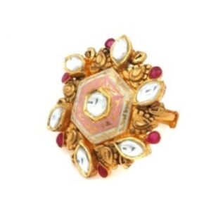 22k Gold Stylish Kundan Ring For Women