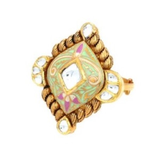 22k Gold Attractive Floral Kundan Ring For Women