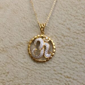 22KT Gold Om Design Pendant Chain