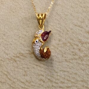 916 Gold Ganesh design Pendant Chain With Rudraksh