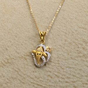 22KT Gold CZ Ganesha Pendant Chain