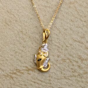 916 gold CZ Ganesh Design Pendant Chain