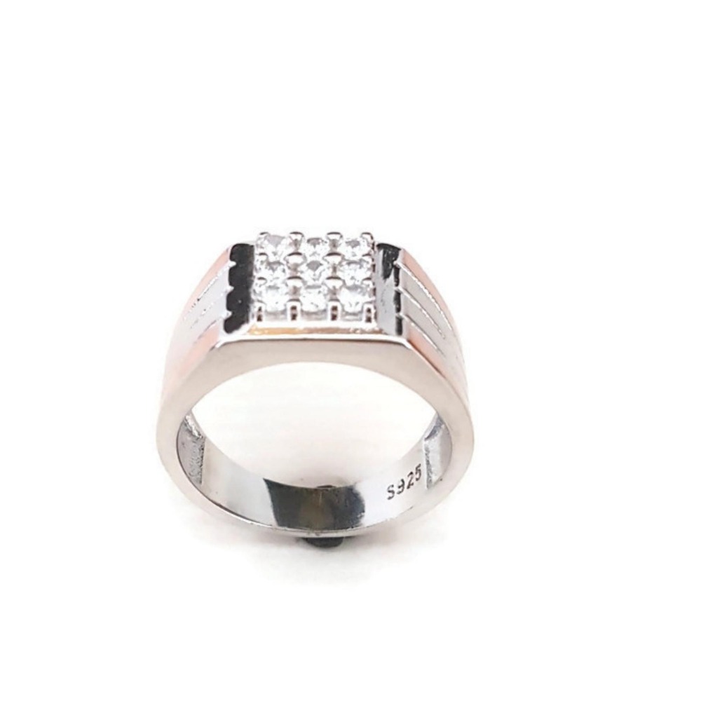 Men's 92.5 Silver Diamond Ring, Wedding Engagement Ring, Men 92.5 SILVER Diamond Ring, Gift For Husband, Mens Rose Gold plated Ring
