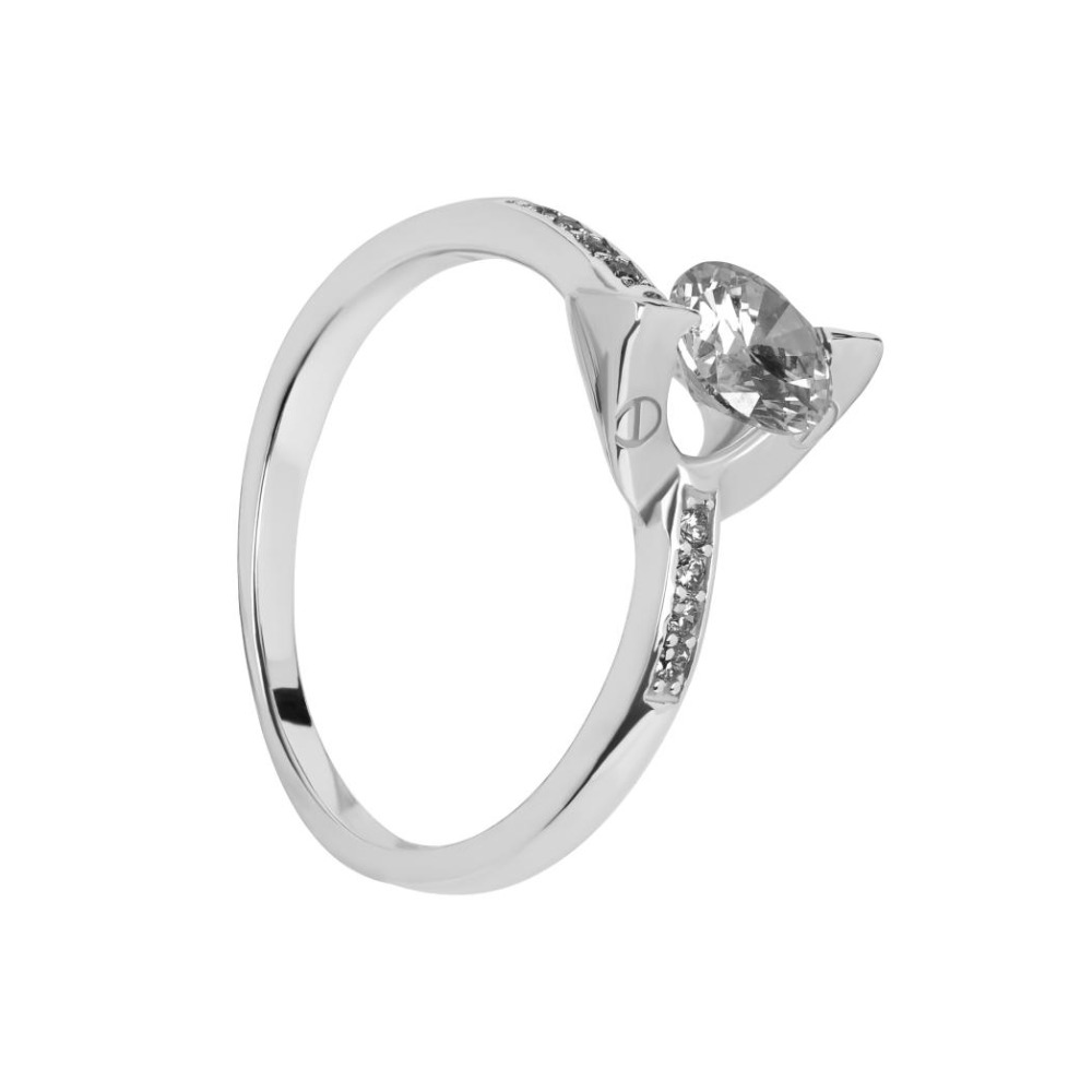 YamunaJi Ring Silver Diamond Cut Zirconia Solitaire Ring for Women & Girls