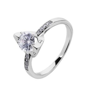 YamunaJi Ring Silver Diamond Cut Zirconia Solitaire Ring for Women & Girls