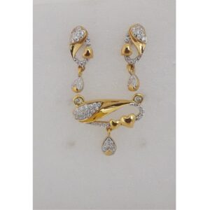 22KT Gold CZ Heart Design Mangalsutra Pendant Set MJ-PS009