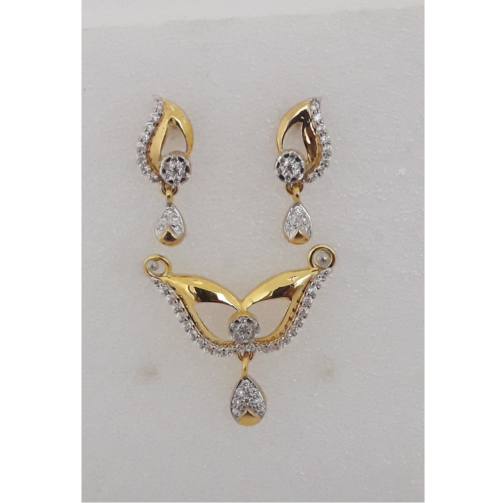 22Kt Gold CZ Delicate Pendant Set MJ-PS008