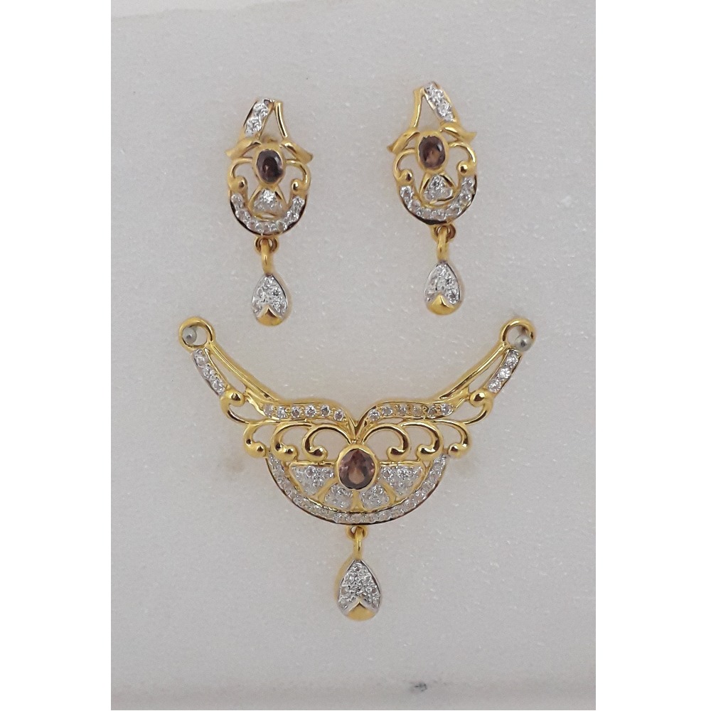 916 Gold CZ Attractive Mangalsutra Pendant Set MJ-PS007