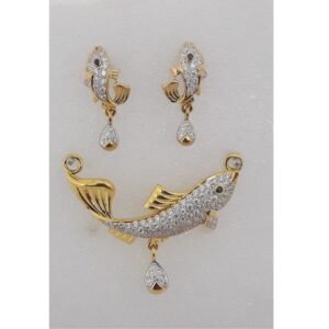 22KT Gold CZ Fish Design Pendant Set MJ-PS004