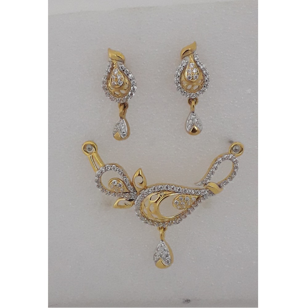 916 Gold CZ Classic Mangalsutra Pendant Set MJ-PS003