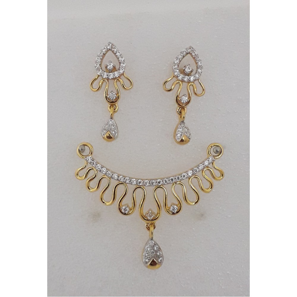 22KT Gold CZ Designer Mangalsutra Pendant Set MJ-PS002