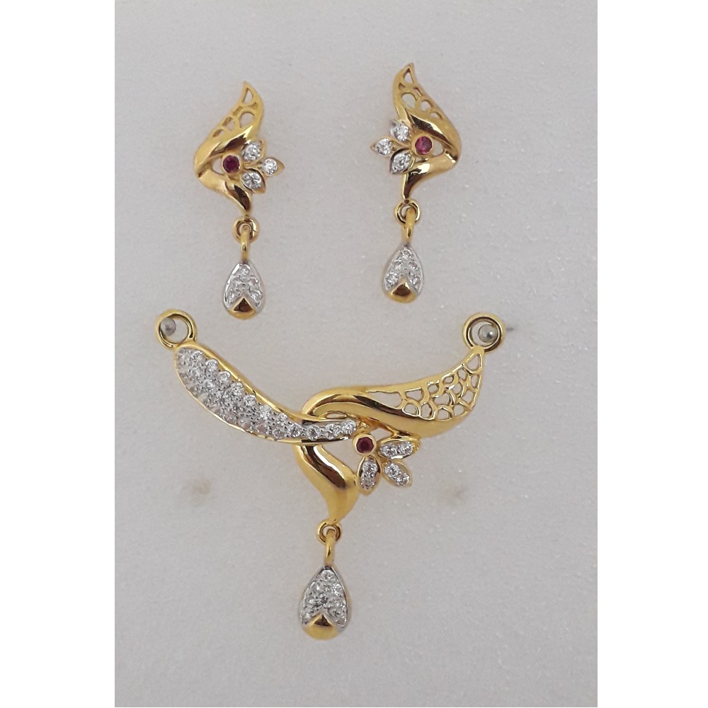 916 Gold CZ Fancy Mangalsutra Pendant Set MJ-PS001