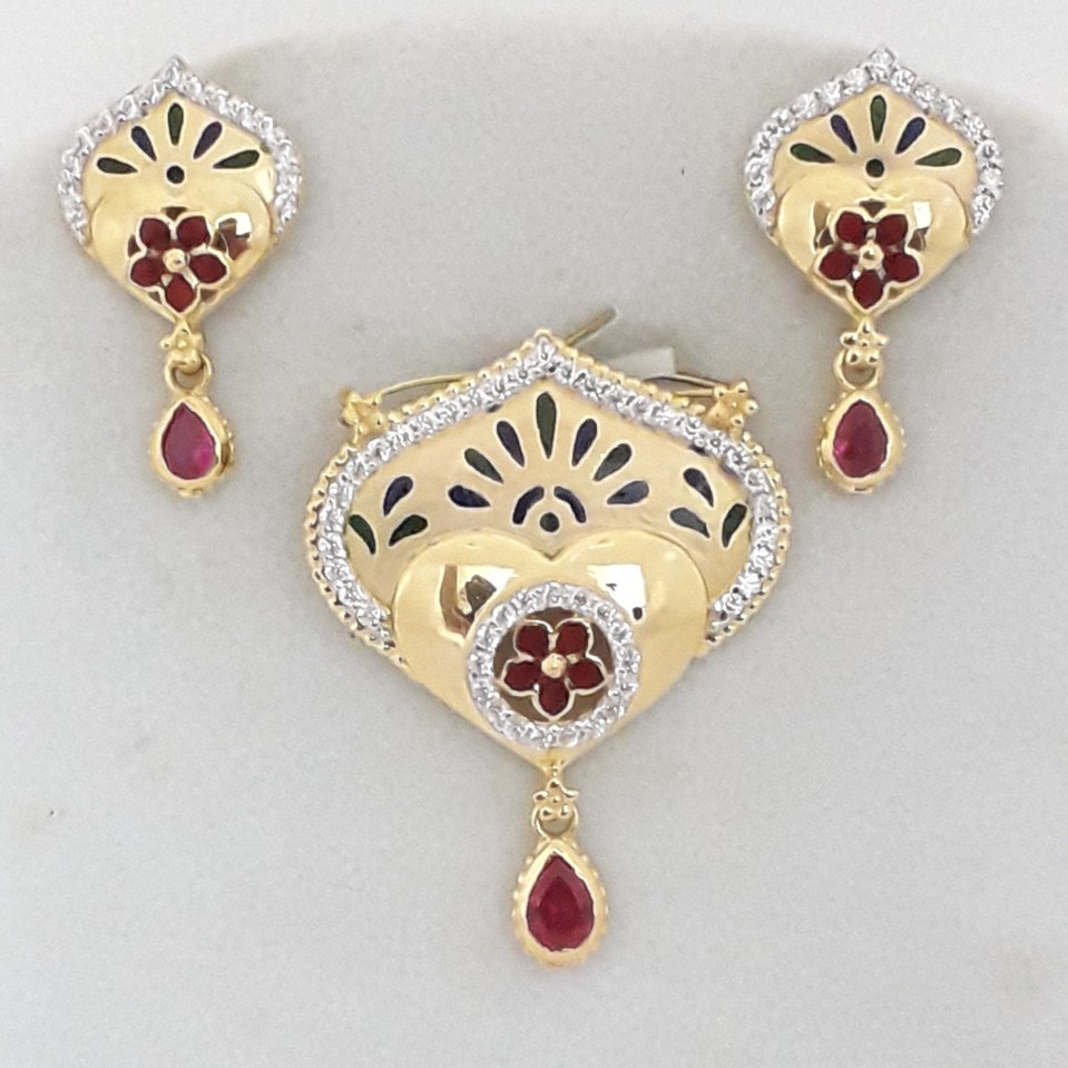 916 cz gold exclusive pendent set