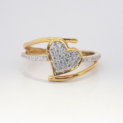 916 cz gold casual ring for ladies