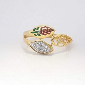 916 cz gold fancy ladies ring