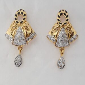 916 cz gold carving earrings