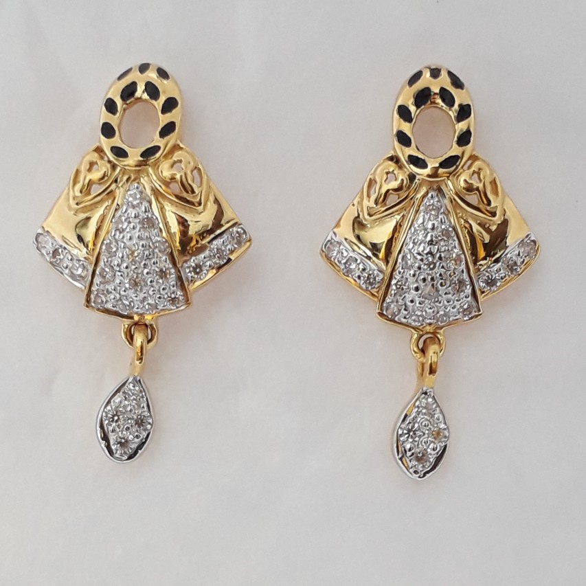 916 cz gold carving earrings