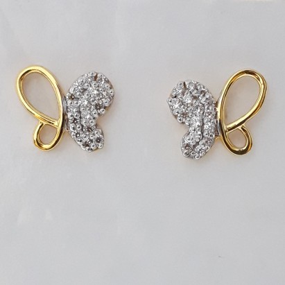 916 cz gold butterfly earrings