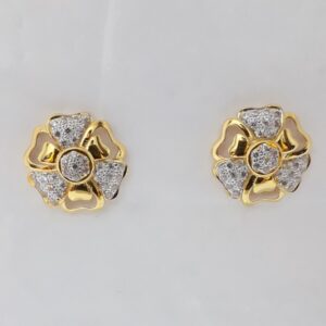 916 Cz gold  round earrings