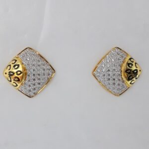 916 cz gold exclusive  carving earrings