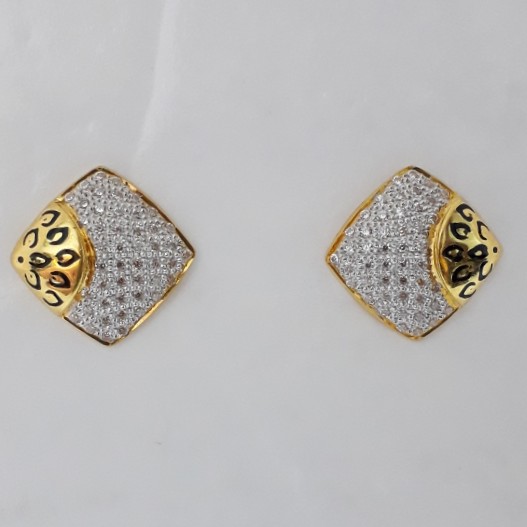 916 cz gold exclusive  carving earrings