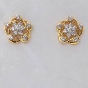 916 cz gold  light weight round earrings