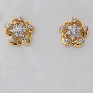 916 cz gold  light weight round earrings