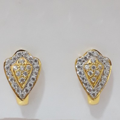 916 cz gold J earrings