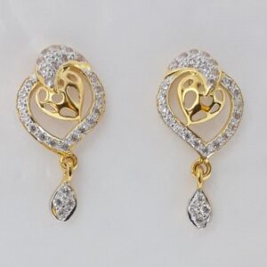 916 cz gold fancy heart earrings