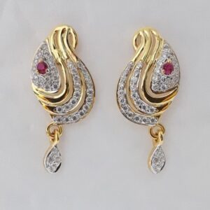 916 cz gold colour stone earrings