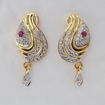 916 cz gold colour stone earrings