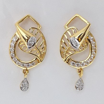 916 cz gold traditional earrings