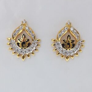 916 cz gold carving earrings