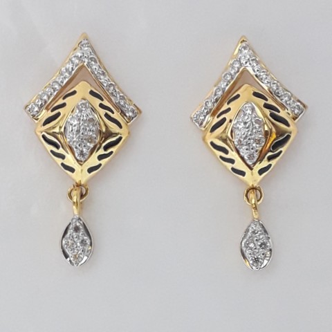 916 cz gold fancy carving earrings