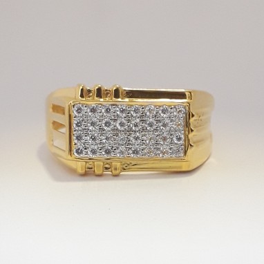916 cz gold casual ring for men