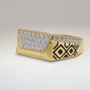 916 cz gold fancy carving ring for men