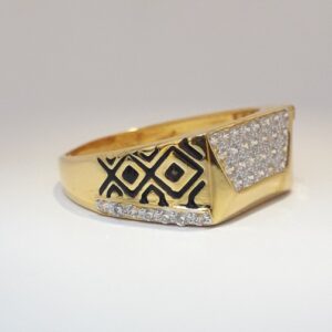 916 cz gold fancy carving ring for men