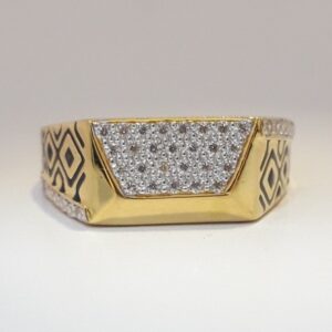 916 cz gold fancy carving ring for men