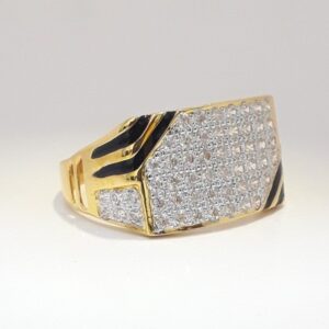 916 cz gold exclusive carving gents ring