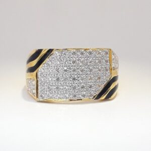 916 cz gold exclusive carving gents ring