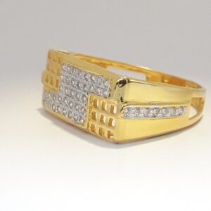 916 cz gold casual ring for men