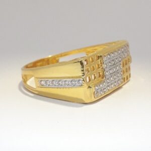 916 cz gold casual ring for men